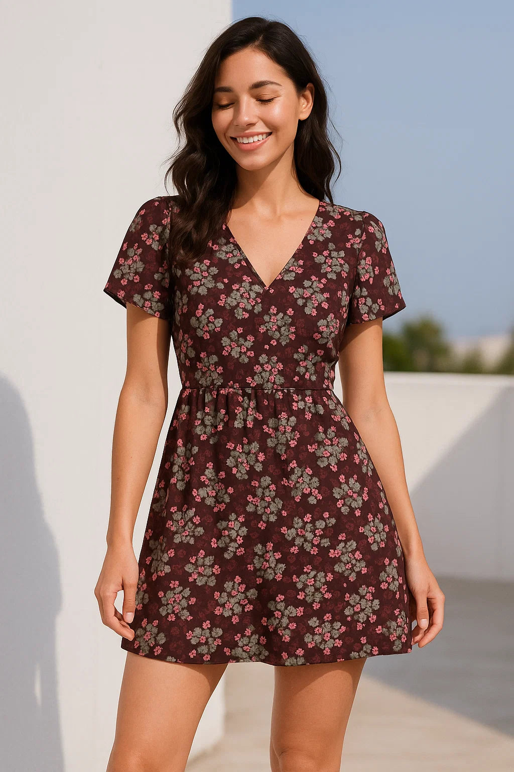 Beautiful Pink With Grey Leaves Digital Printed Fabric - Weightless