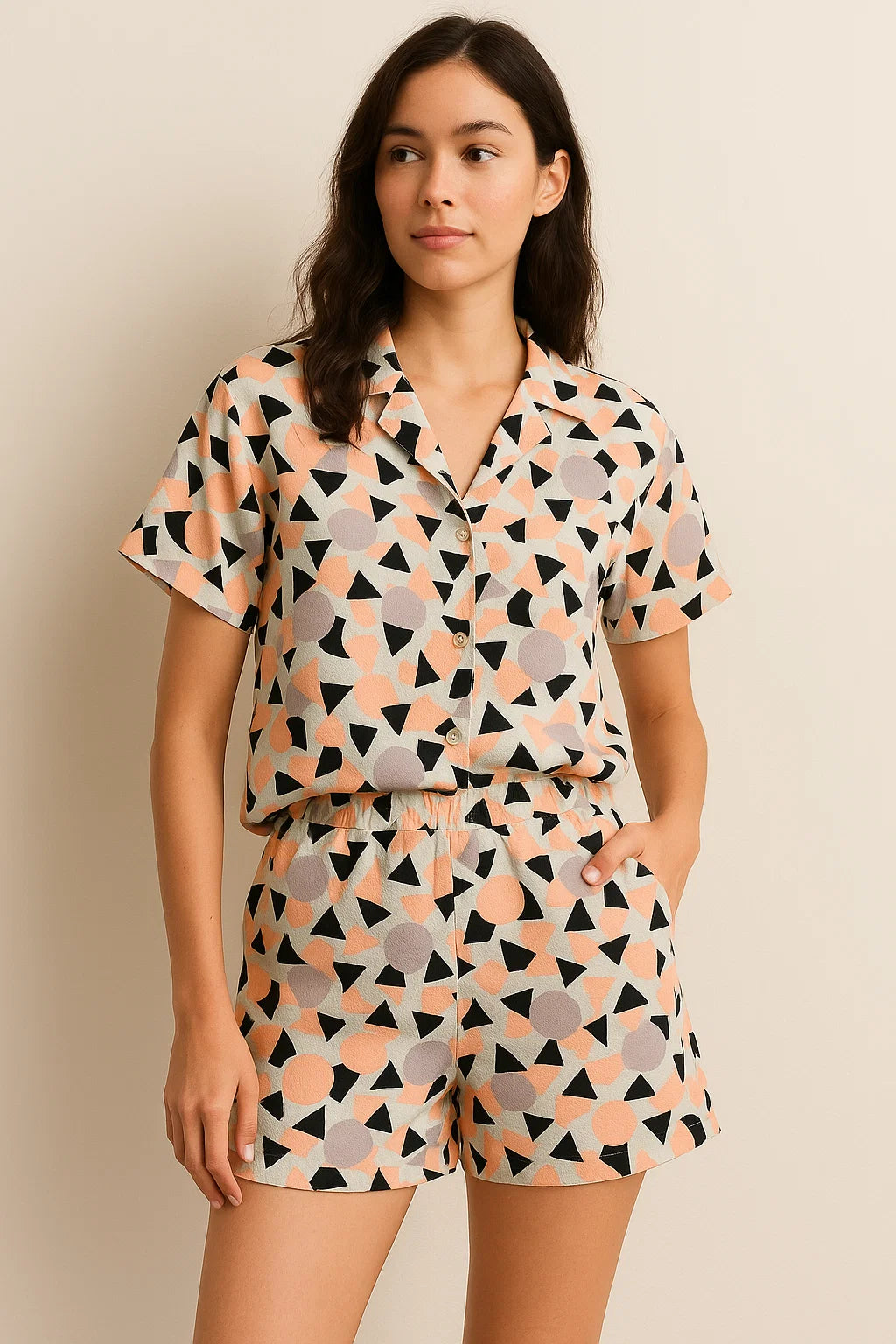 Colourful Geometric Shape Digital Printed Fabric - Weightless