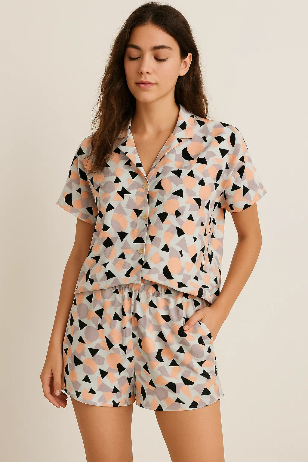 Colourful Geometric Shape Digital Printed Fabric - Weightless