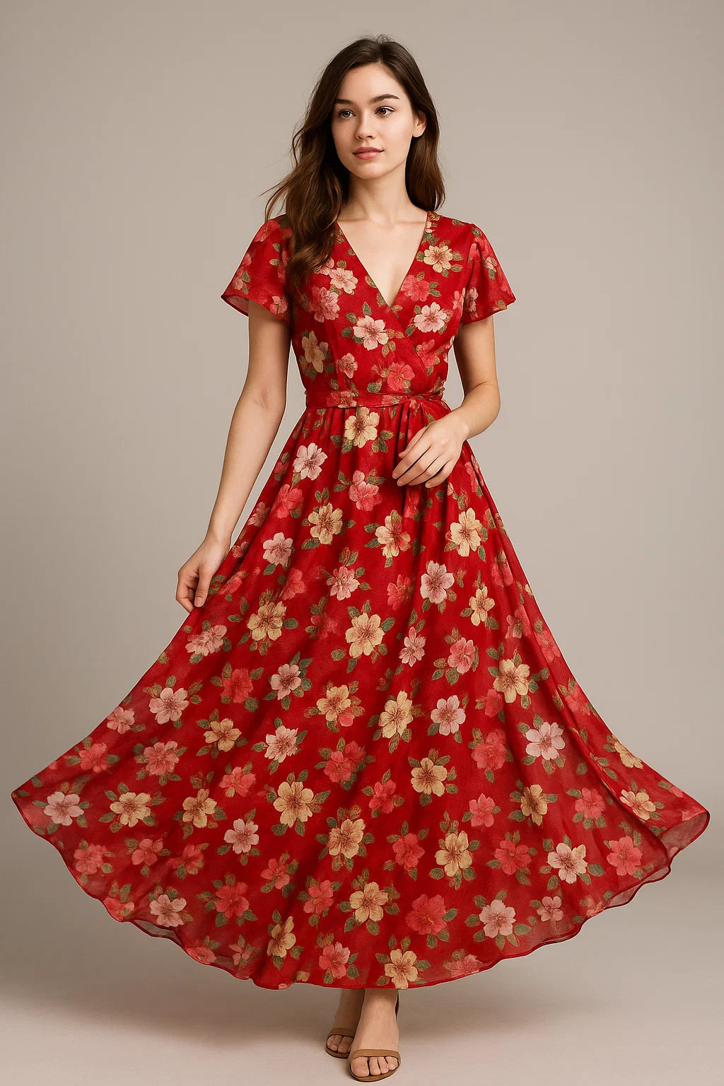 Big Narcissus Multi Colour Flower Digital Printed Fabric - Weightless