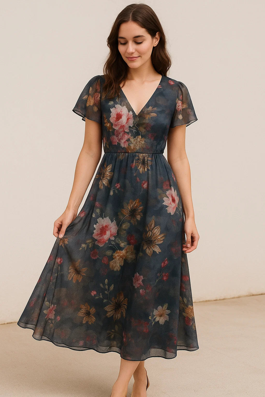 Morden Peony Watercolour Art Digital Printed Fabric - Weightless