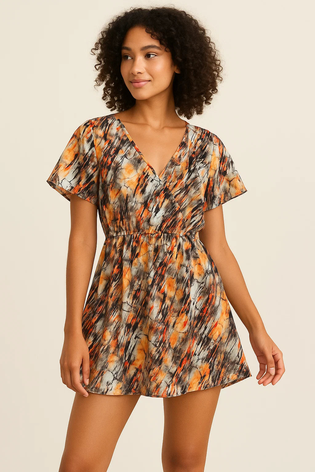 Colourful Stone With Flower Pattern Digital Printed Fabric - Weightless