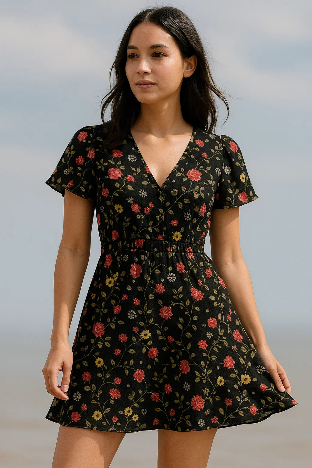 Beautiful Calico Flower With Branch Digital Printed Fabric - Weightless