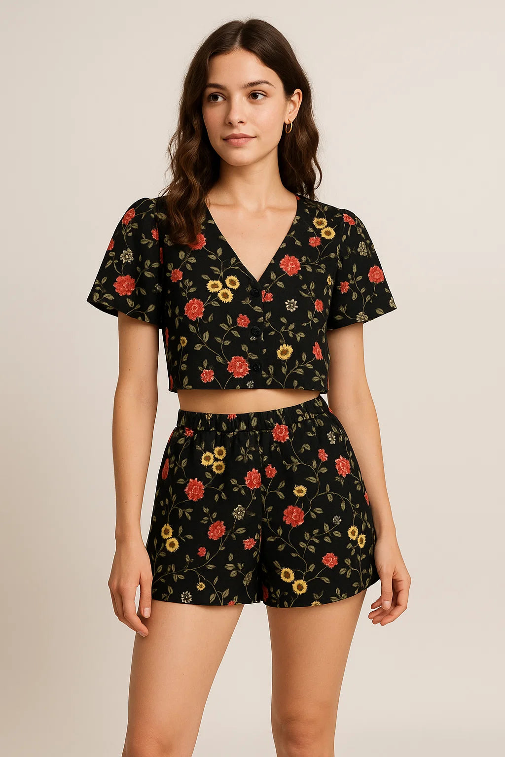 Beautiful Calico Flower With Branch Digital Printed Fabric - Weightless