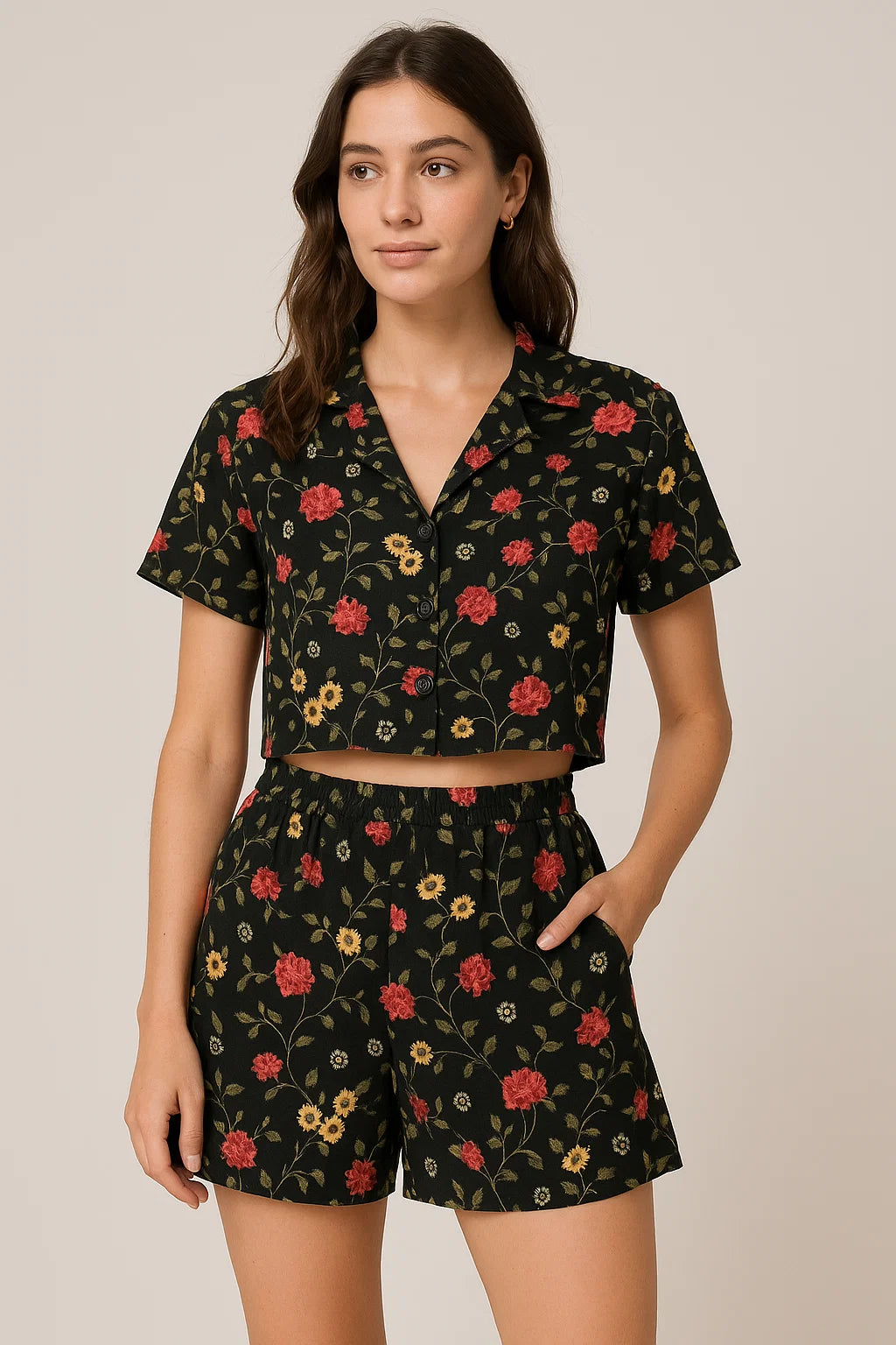 Beautiful Calico Flower With Branch Digital Printed Fabric - Weightless