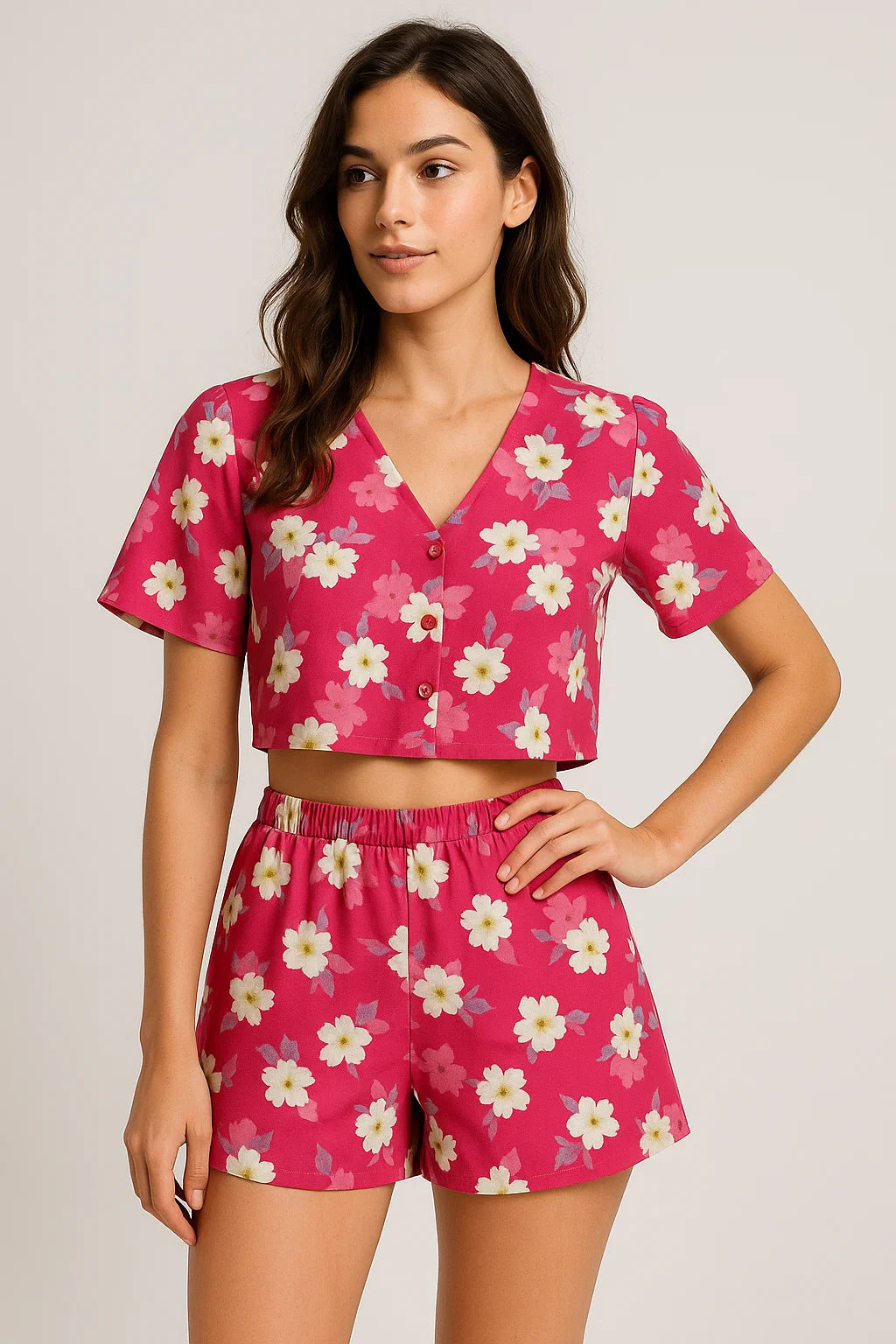 Attractive White Daffodil Flower Digital Printed Fabric - Weightless