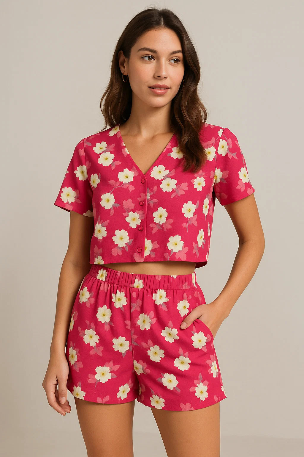 Attractive White Daffodil Flower Digital Printed Fabric - Weightless