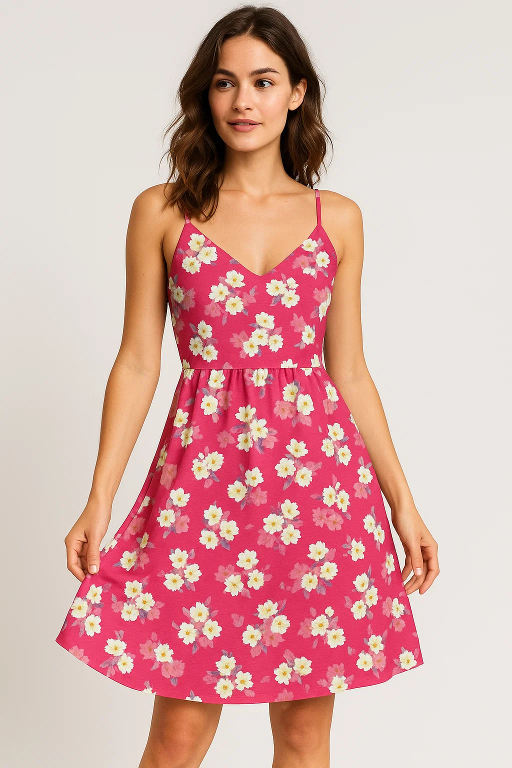 Attractive White Daffodil Flower Digital Printed Fabric - Weightless