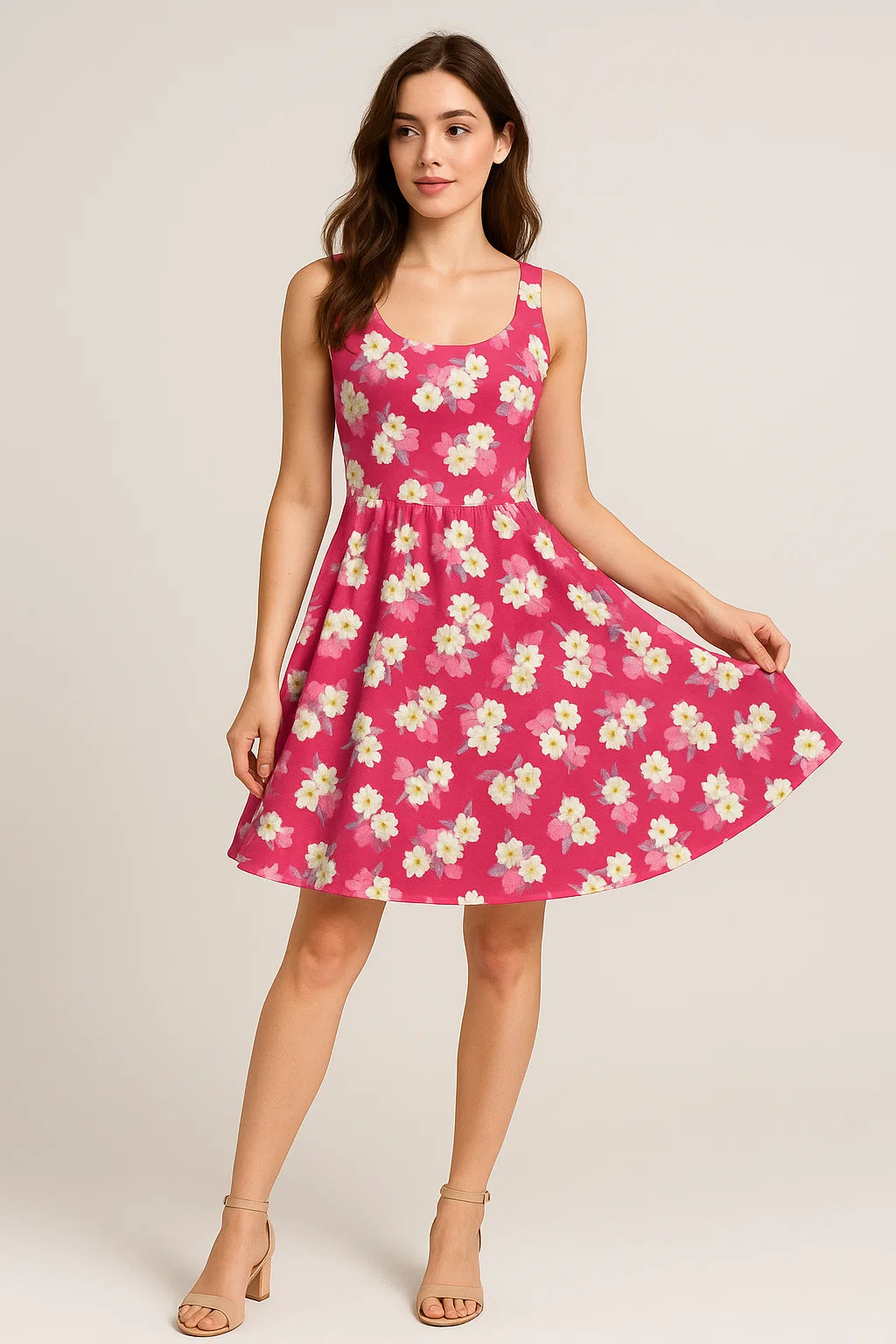 Attractive White Daffodil Flower Digital Printed Fabric - Weightless