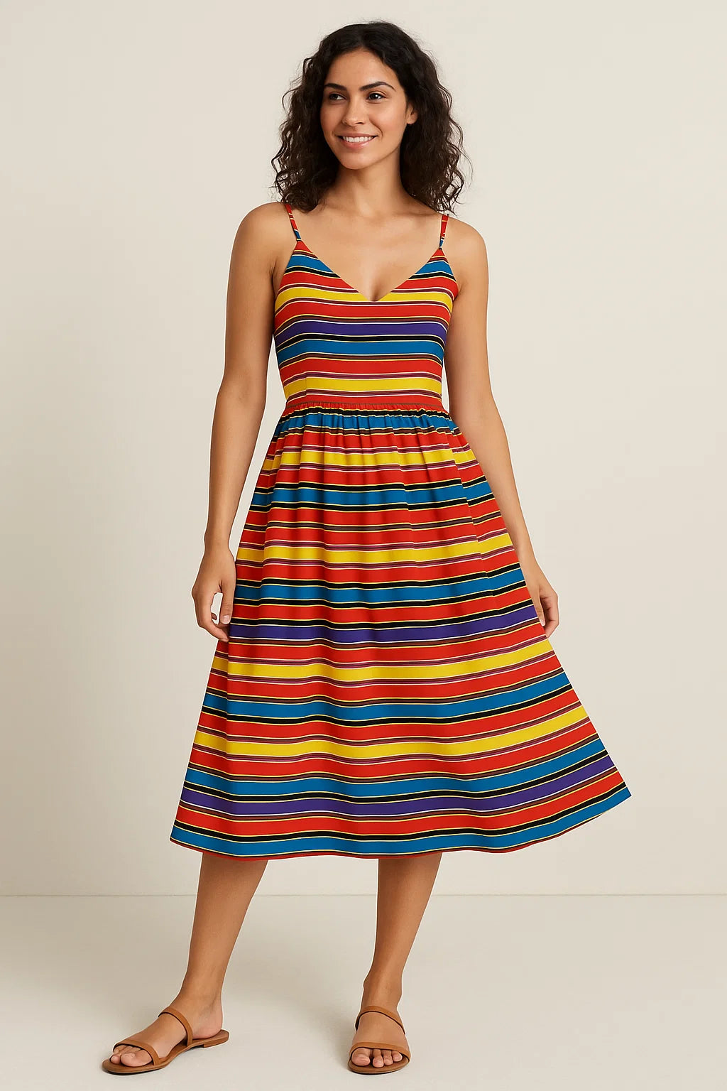 Coolest Regimental Strips Multicolour Digital Printed Fabric - Weightless