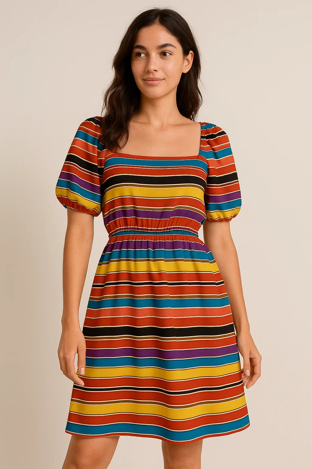 Coolest Regimental Strips Multicolour Digital Printed Fabric - Weightless