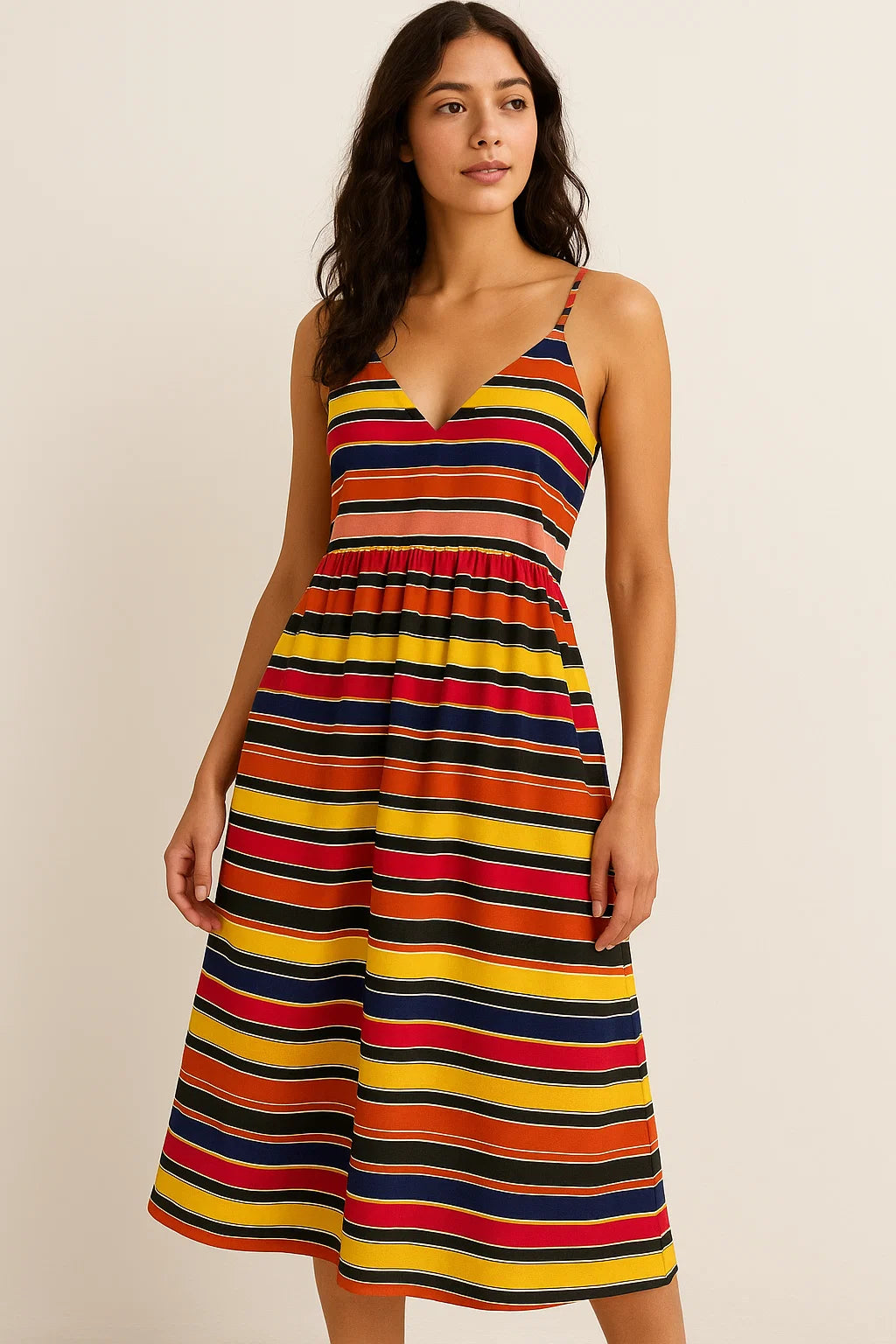 Multicolour Regimental Strips Digital Printed Fabric - Weightless