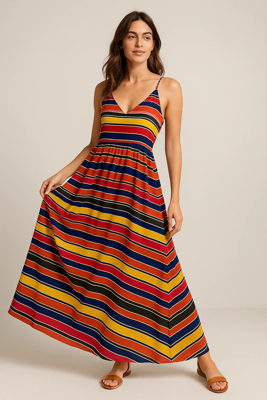 Multicolour Regimental Strips Digital Printed Fabric - Weightless