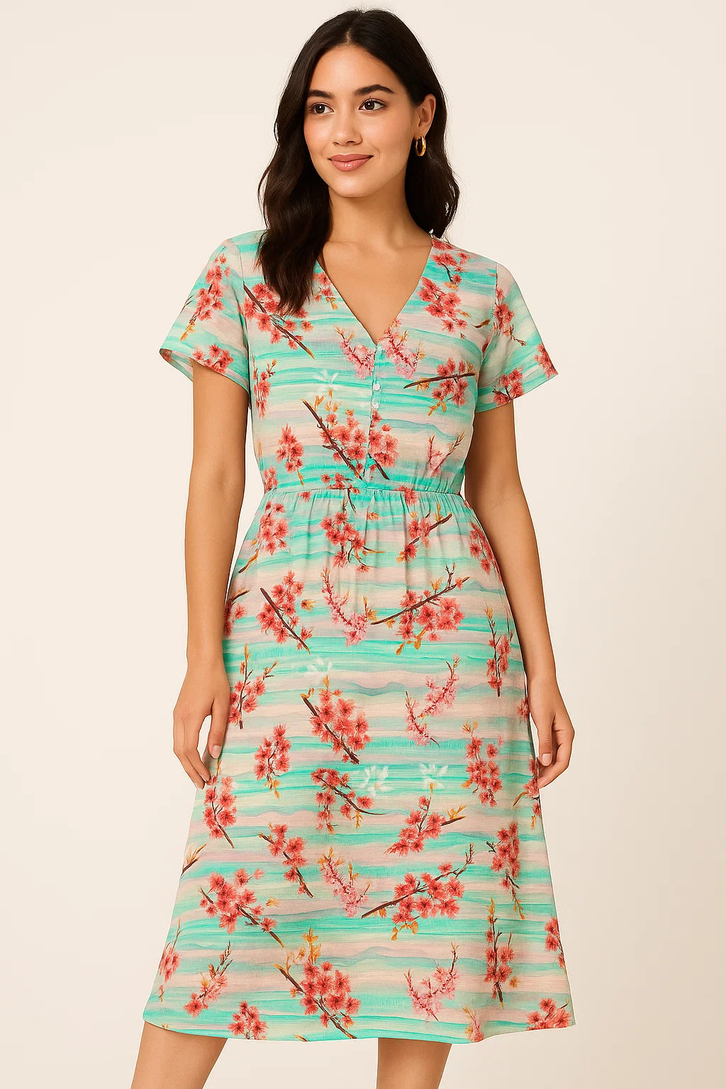 Red Spring With Decorative Background Digital Printed Fabric - Weightless