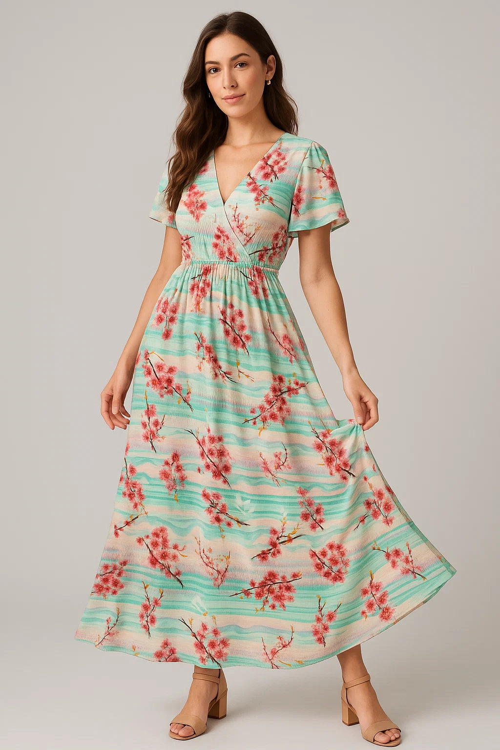 Red Spring With Decorative Background Digital Printed Fabric - Weightless