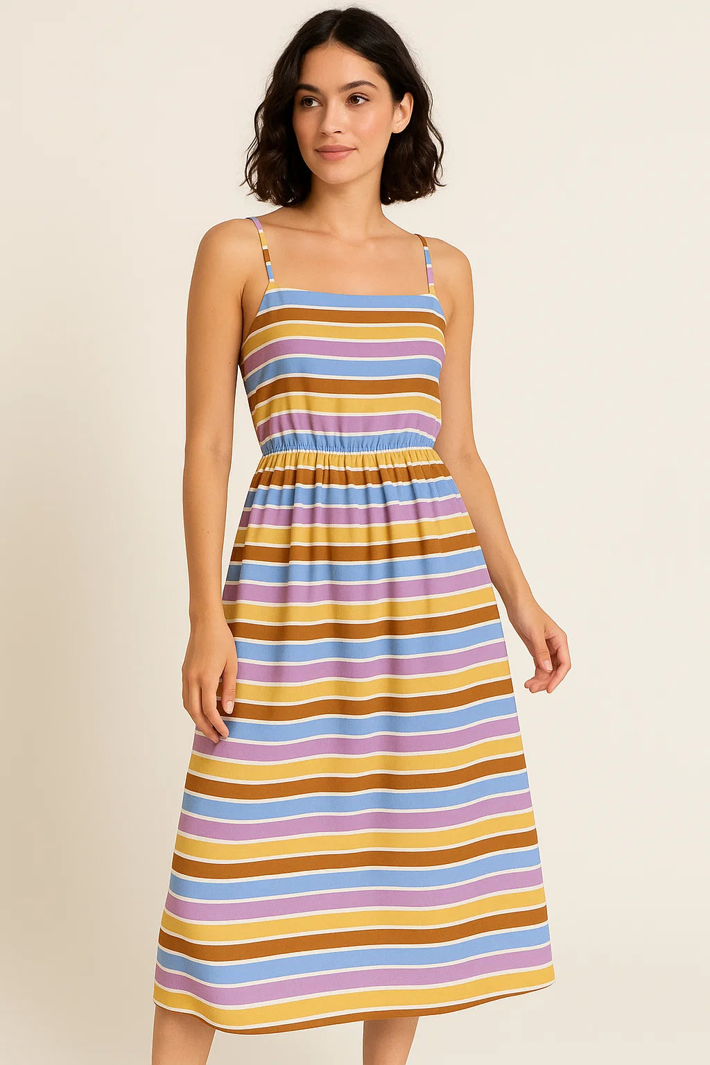 Cool Bengal Strips Multicolour Digital Printed Fabric - Weightless