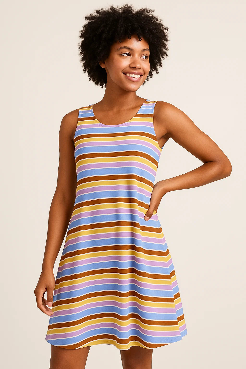 Cool Bengal Strips Multicolour Digital Printed Fabric - Weightless