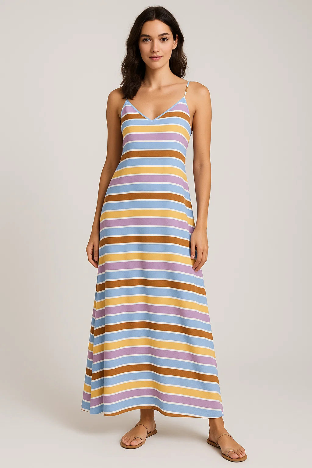 Cool Bengal Strips Multicolour Digital Printed Fabric - Weightless