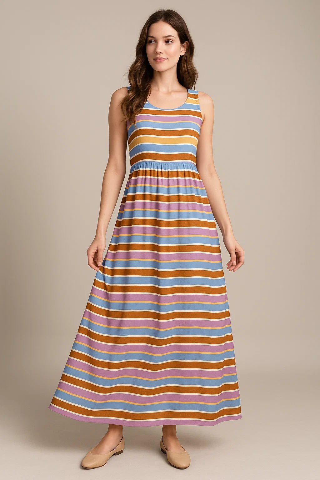 Cool Bengal Strips Multicolour Digital Printed Fabric - Weightless