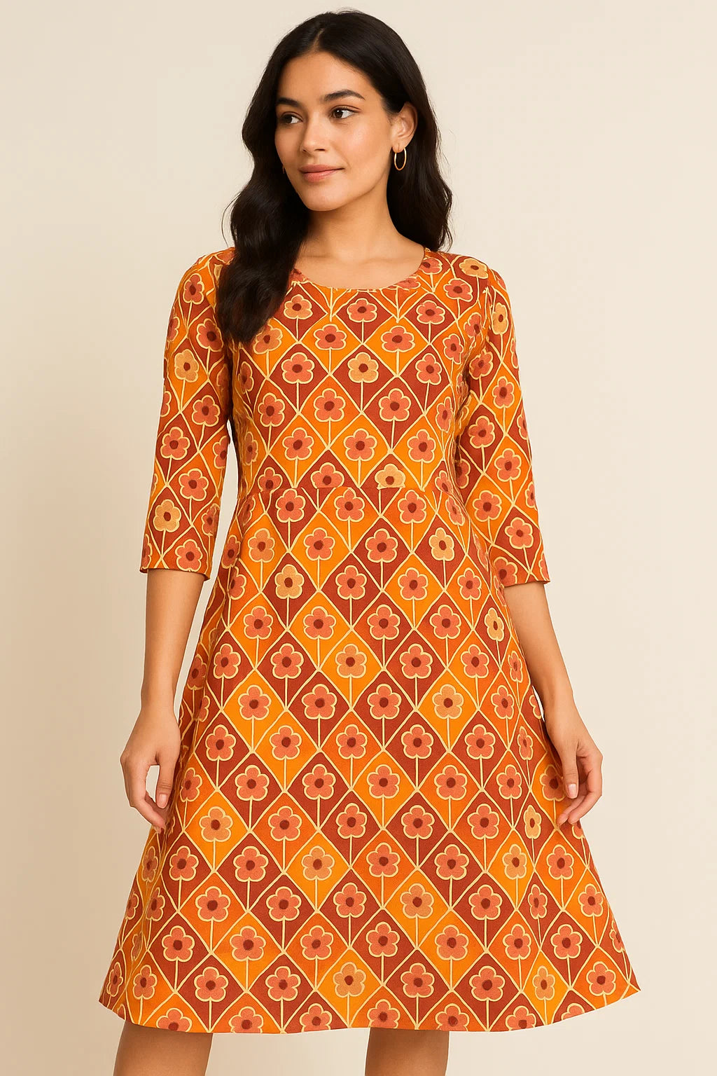 Little Three Colour Allamanda Flower Digital Printed Fabric - Weightless