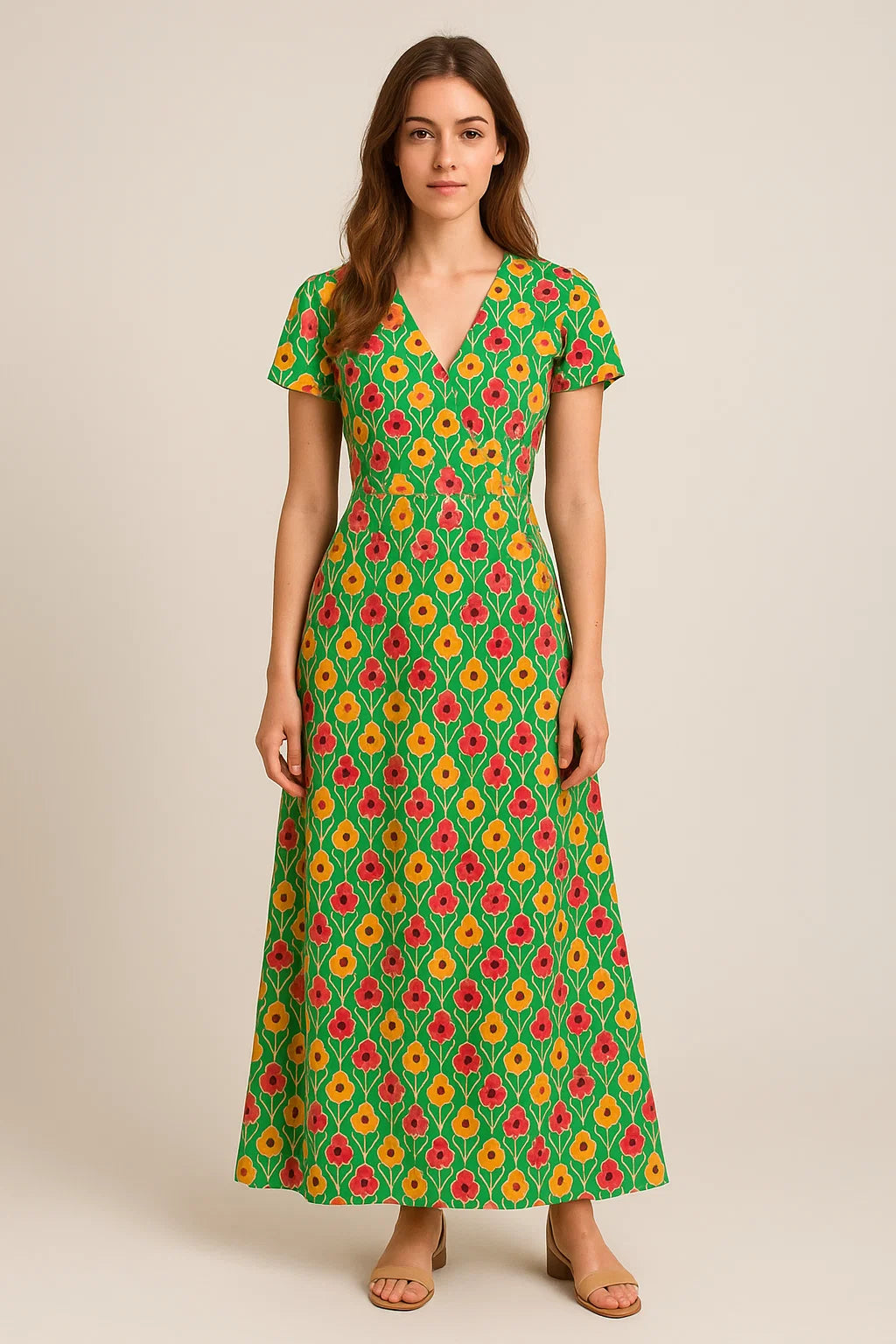 Multicolour Allmandar Flower Ogee Art Digital Printed Fabric - Weightless