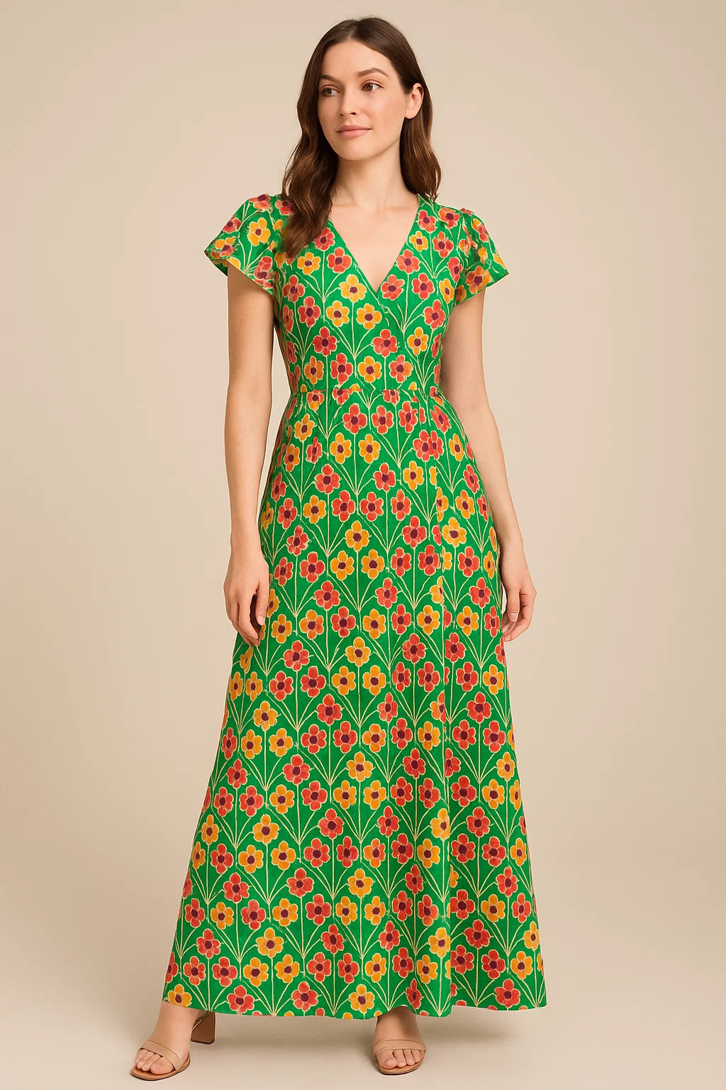 Multicolour Allmandar Flower Ogee Art Digital Printed Fabric - Weightless