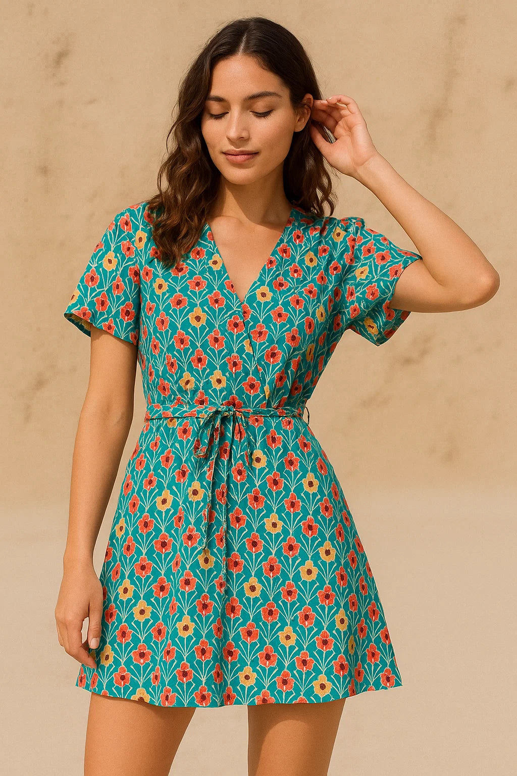 Tiny Decorative Allamanda Multicolour Digital Printed Fabric - Weightless