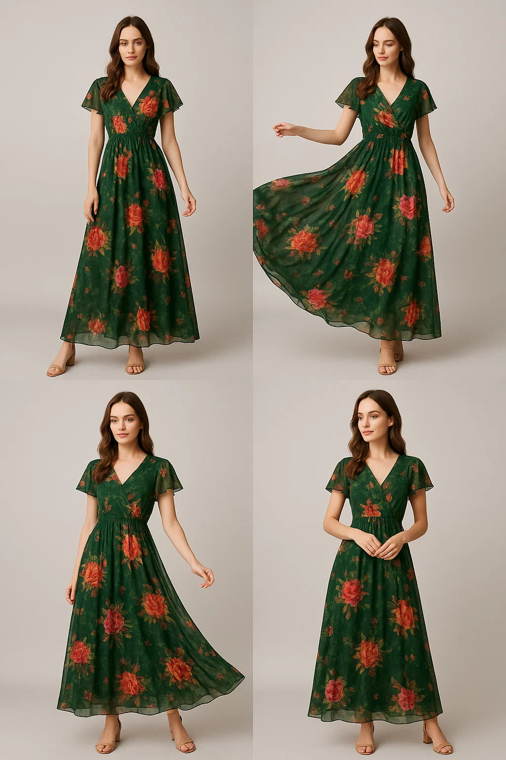 Beautiful Roses With Leaves Digital Printed Fabric - Weightless