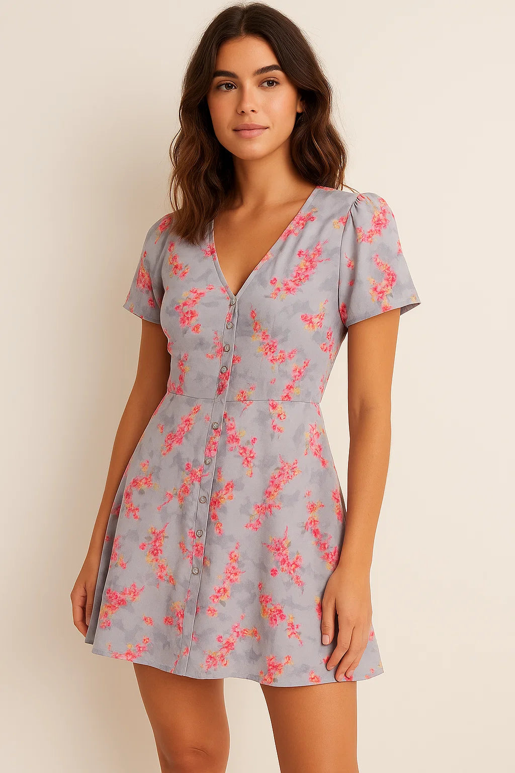 Tiny Pink Violet Floral Flower Digital Printed Fabric - Weightless