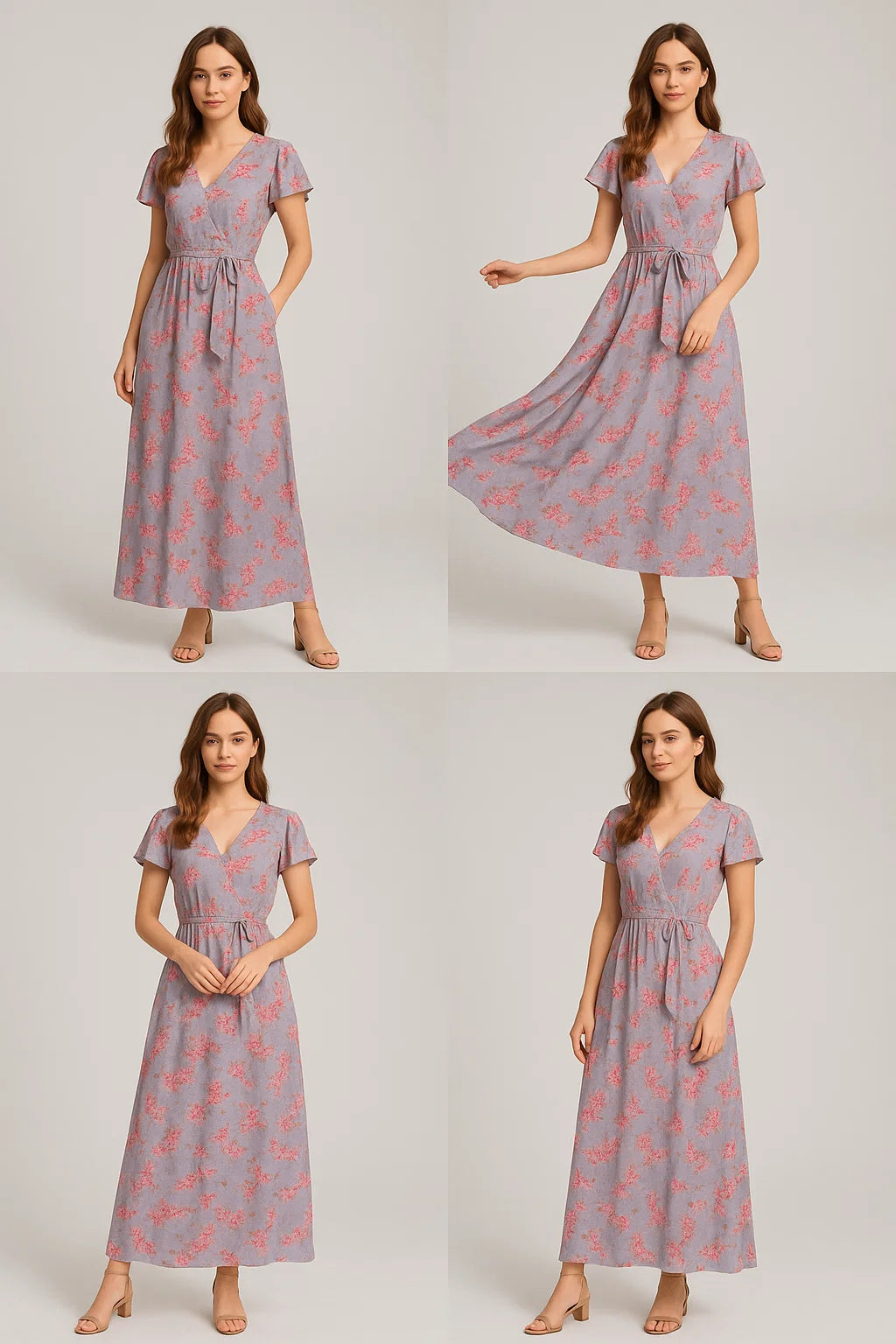 Tiny Pink Violet Floral Flower Digital Printed Fabric - Weightless