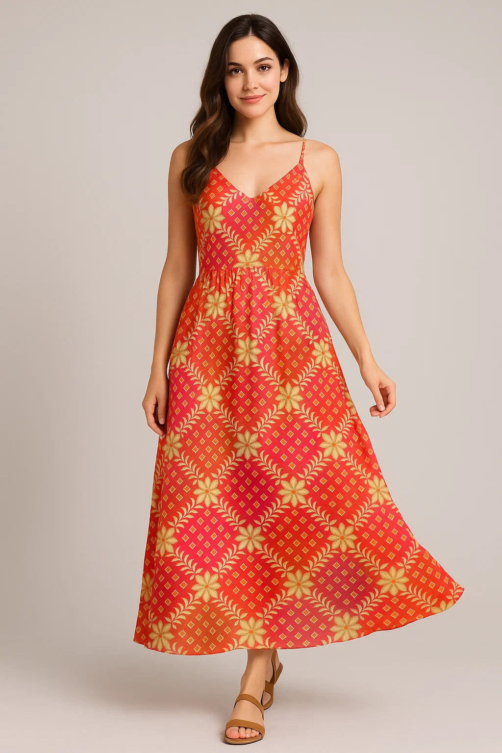 Multicolour With Flower Honeycomb Digital Printed Fabric - Weightless