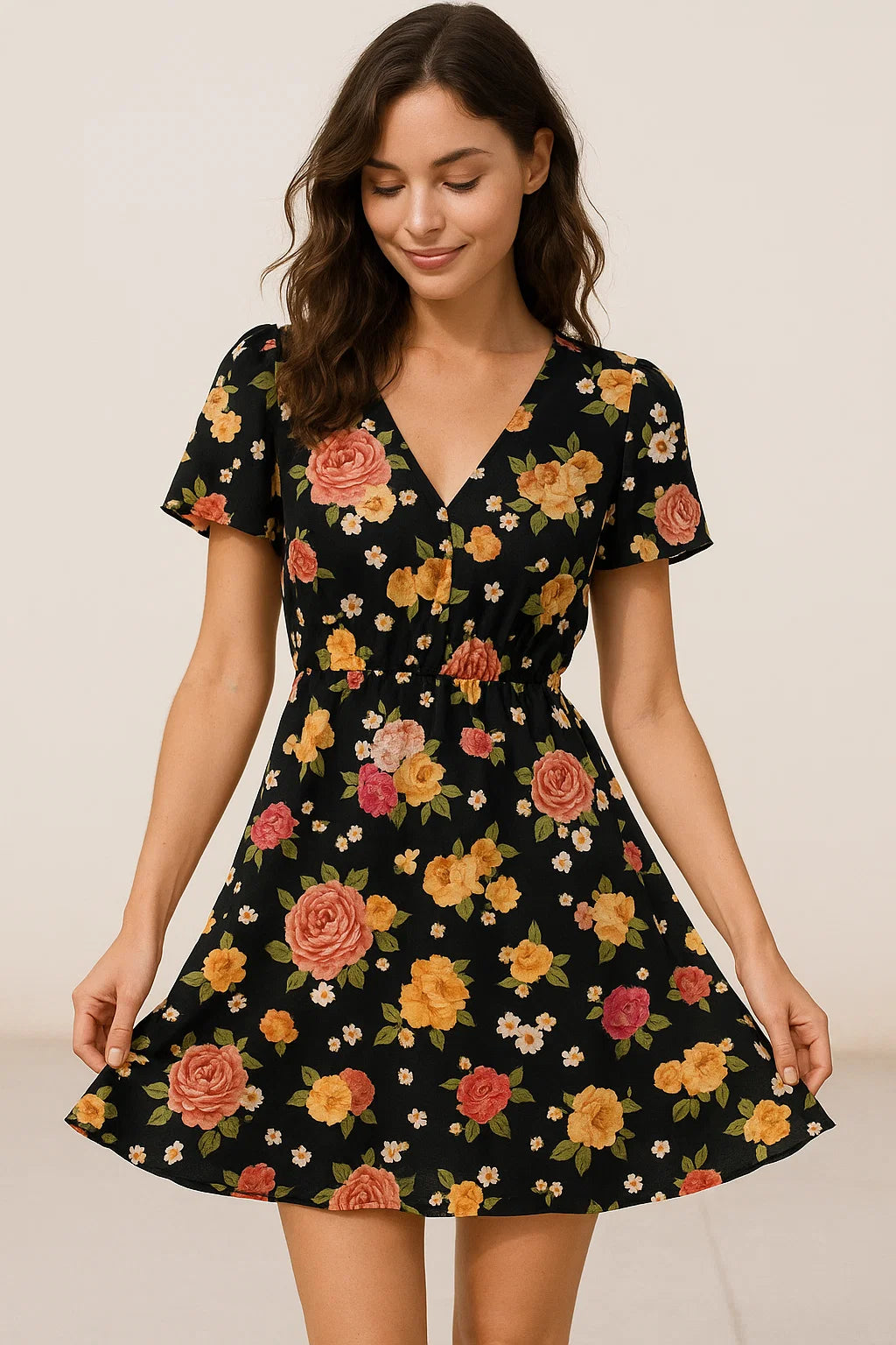 Multicolour Anemone Roses With Digital Printed Fabric - Weightless