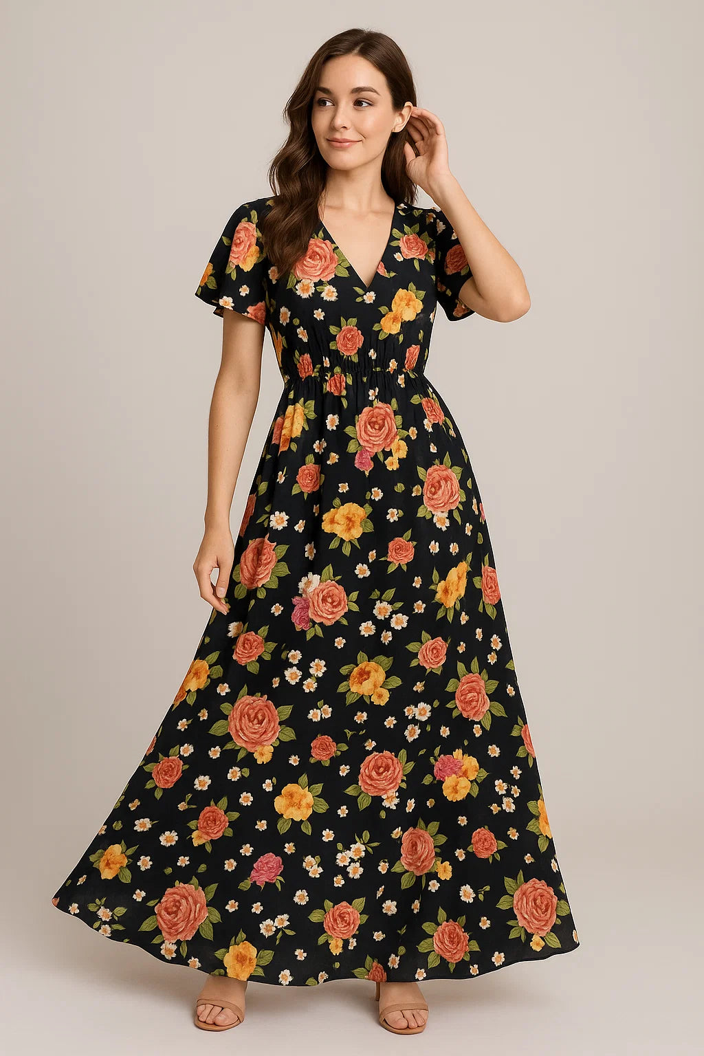 Multicolour Anemone Roses With Digital Printed Fabric - Weightless