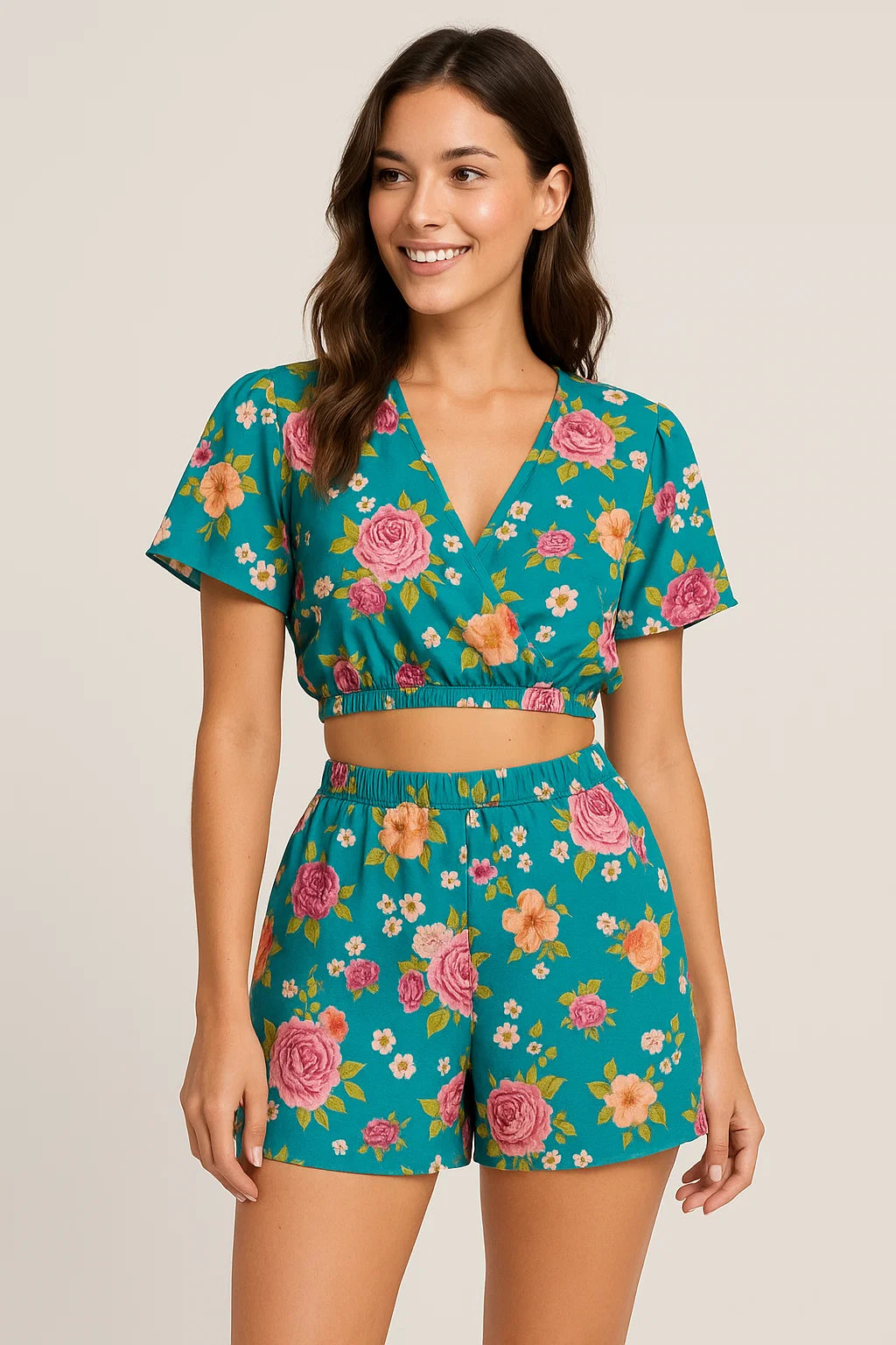 Beautiful Multicolour Anemone Roses Digital Printed Fabric - Weightless