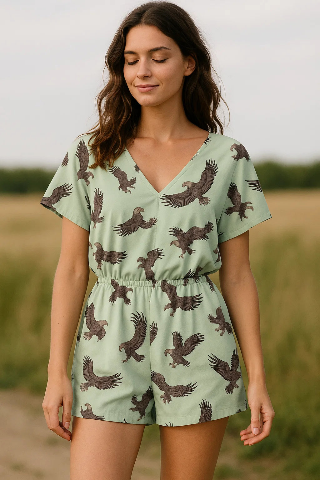 Seamless Eagle Bird Pattern Digital Printed Fabric - Weightless