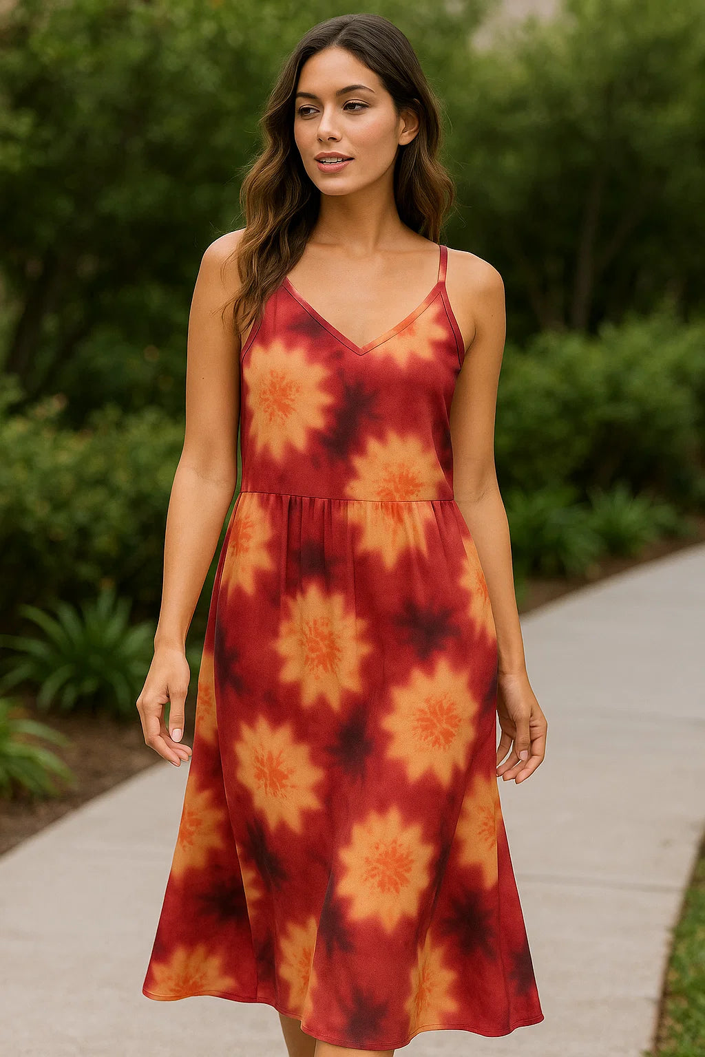 Spotted Red And Blackish Flower Digital Printed Fabric - Weightless