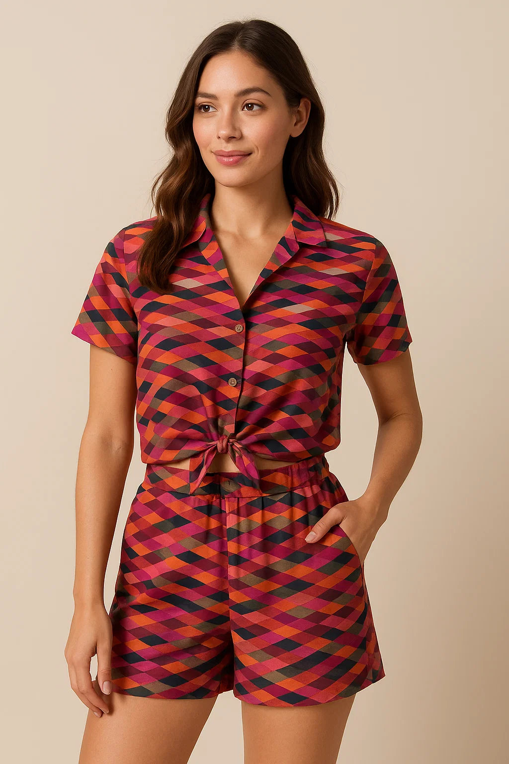 Multicolour Scales Repeat Digital Printed Fabric - Weightless