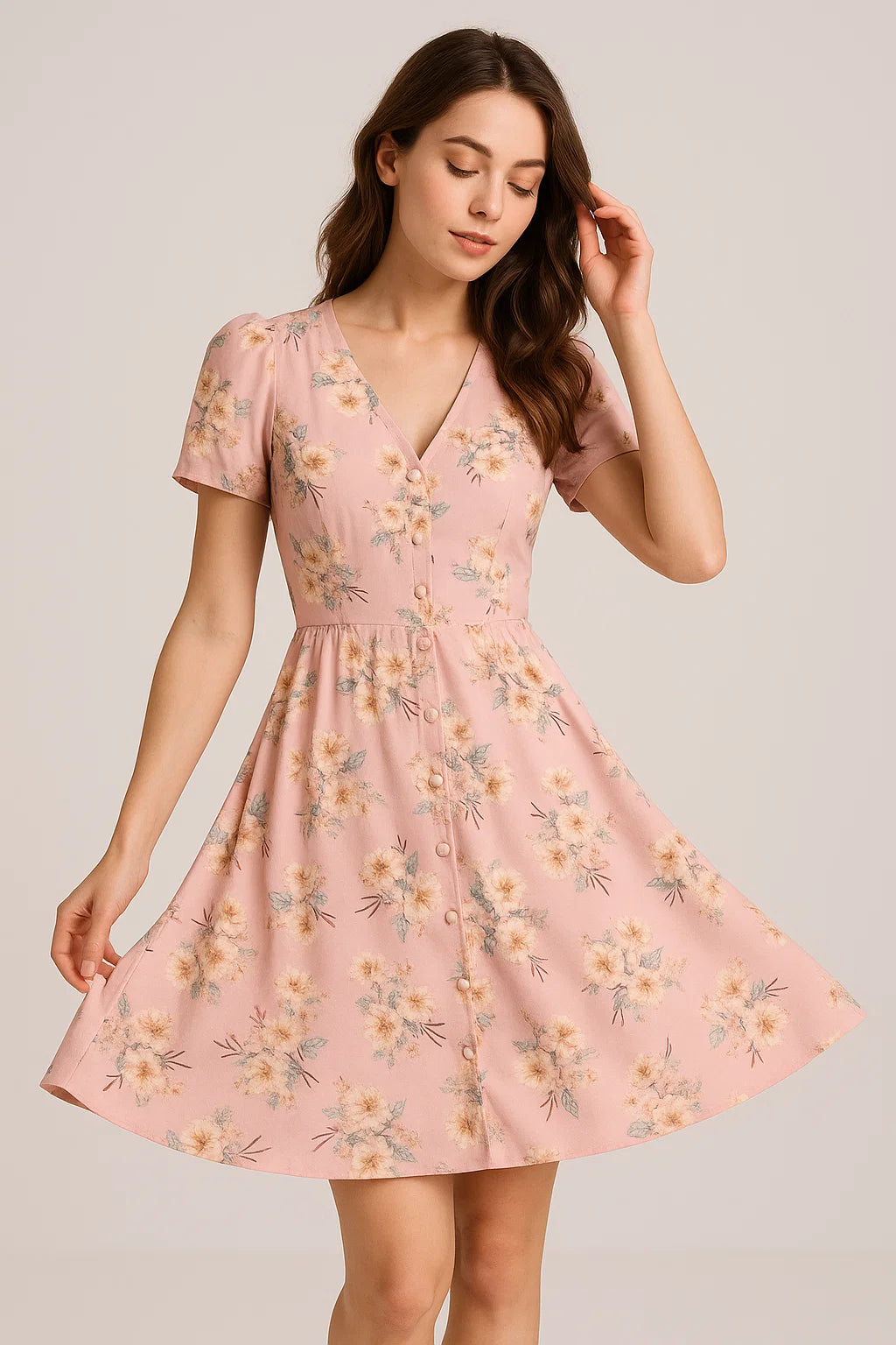 Camellia With Watusi Colour Digital Printed Fabric - Weightless