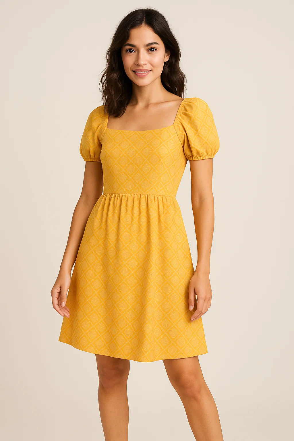 Creative Yellow Doted Seamless Digital Printed Fabric - Weightless