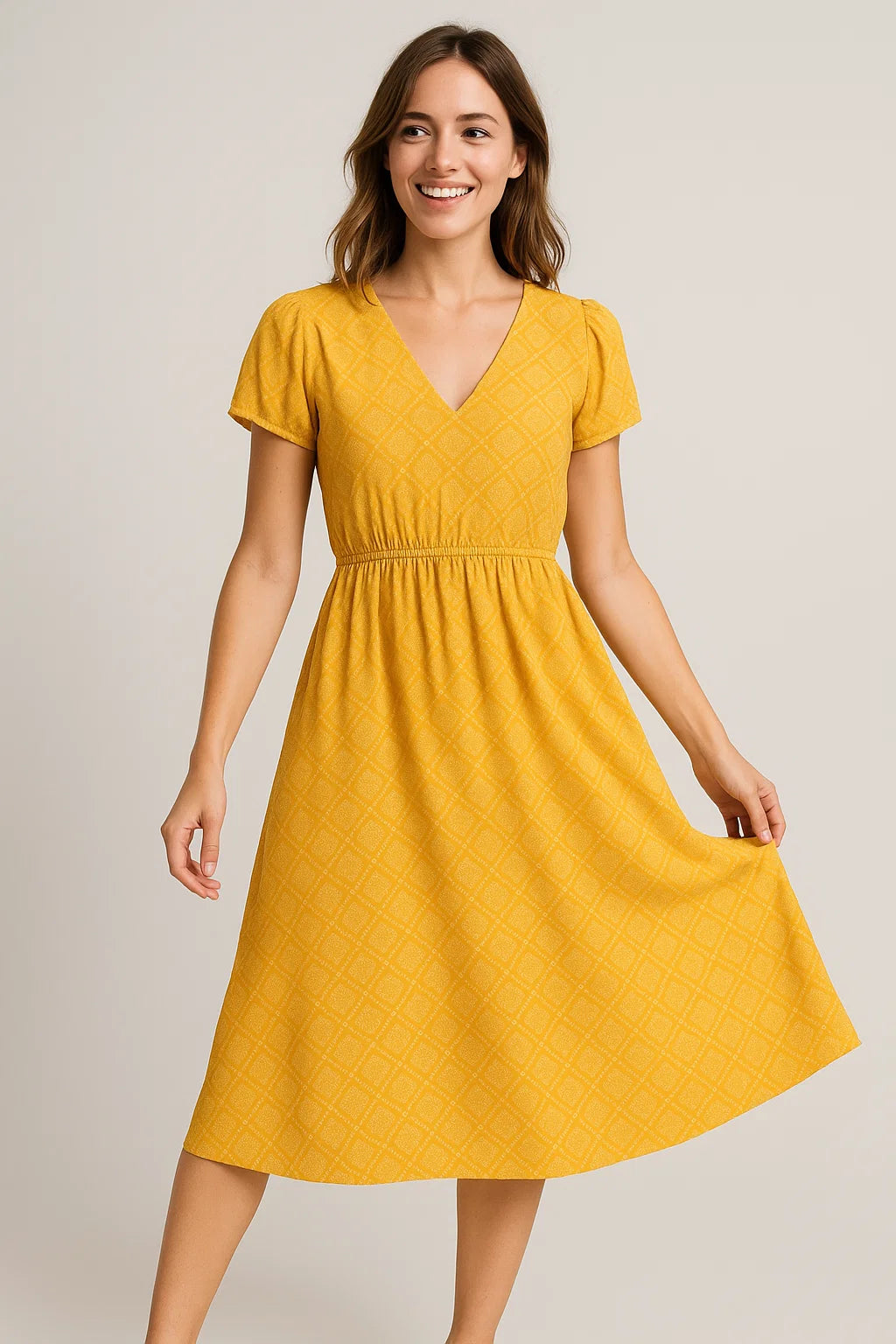 Creative Yellow Doted Seamless Digital Printed Fabric - Weightless