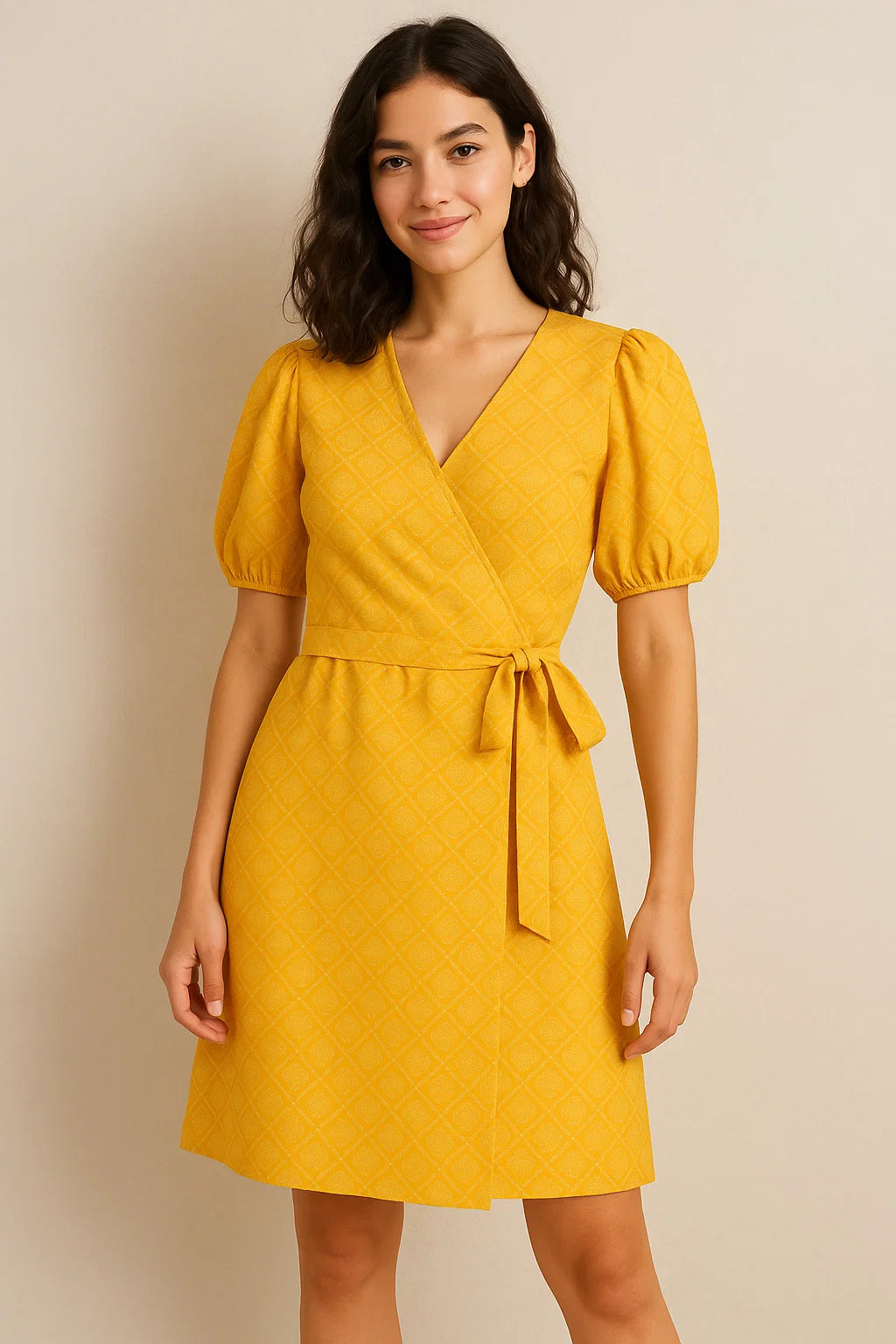 Creative Yellow Doted Seamless Digital Printed Fabric - Weightless