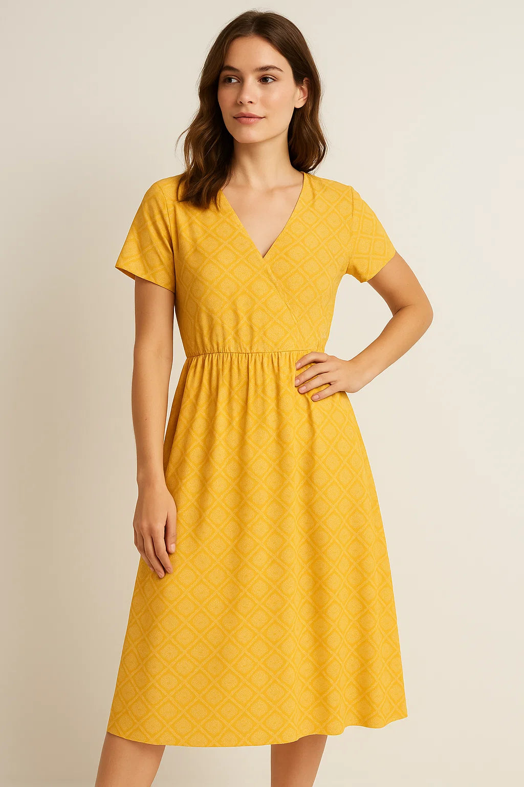 Creative Yellow Doted Seamless Digital Printed Fabric - Weightless