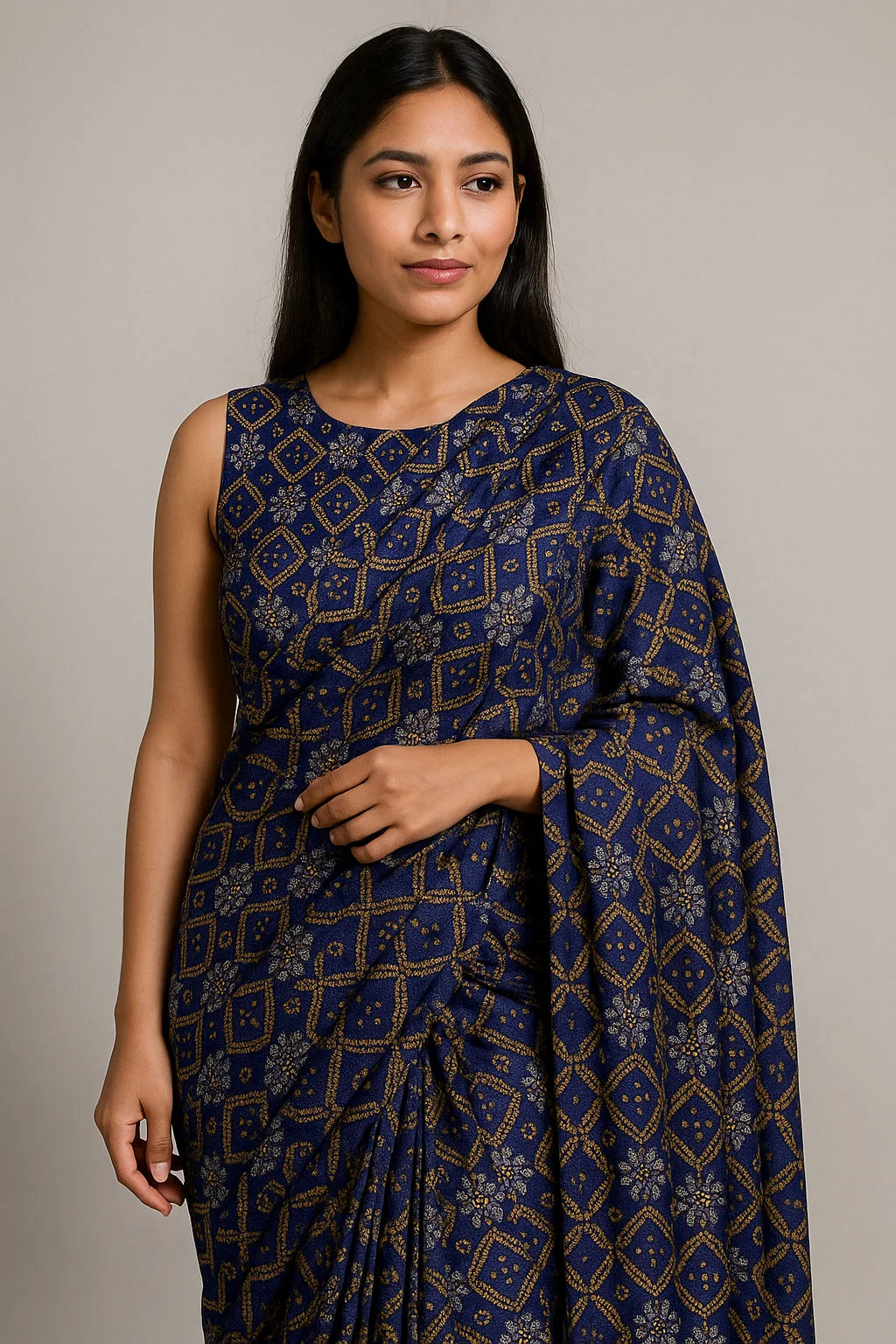 Tiny Yellow And White Doted Digital Printed Fabric - Weightless