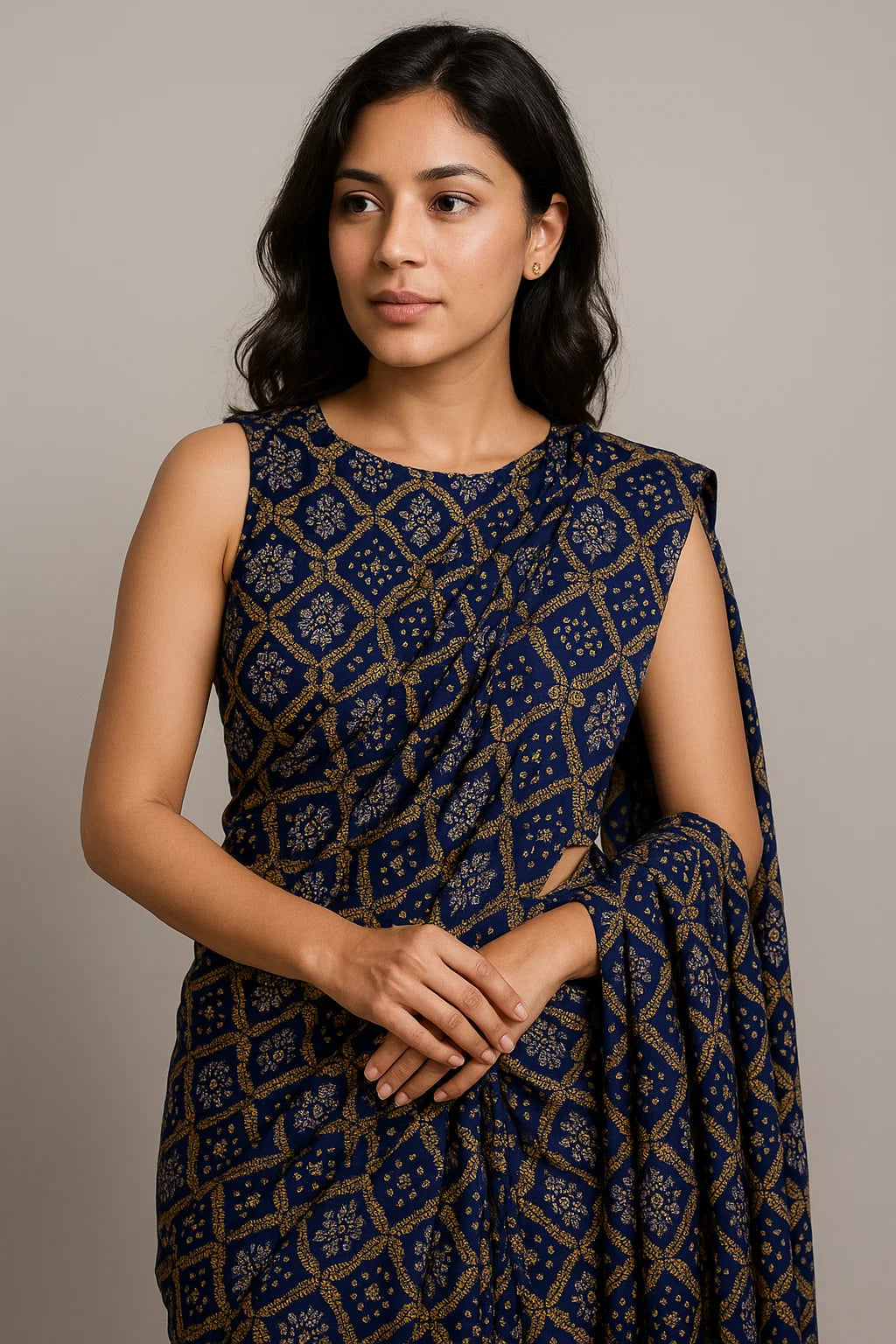 Tiny Yellow And White Doted Digital Printed Fabric - Weightless