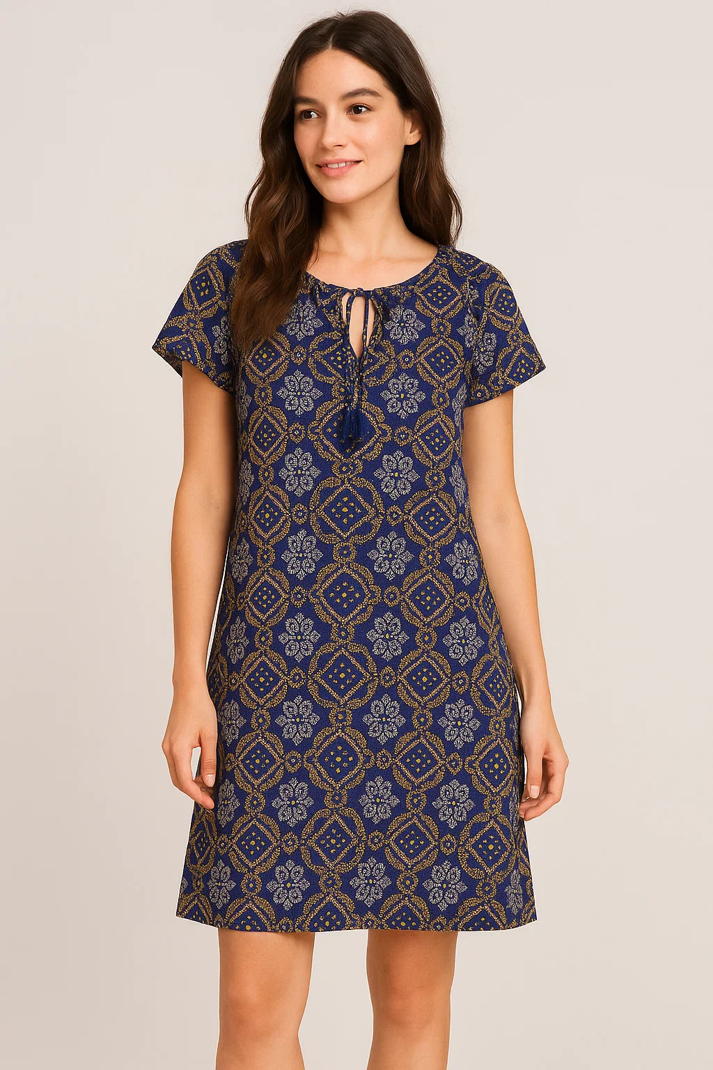 Tiny Yellow And White Doted Digital Printed Fabric - Weightless