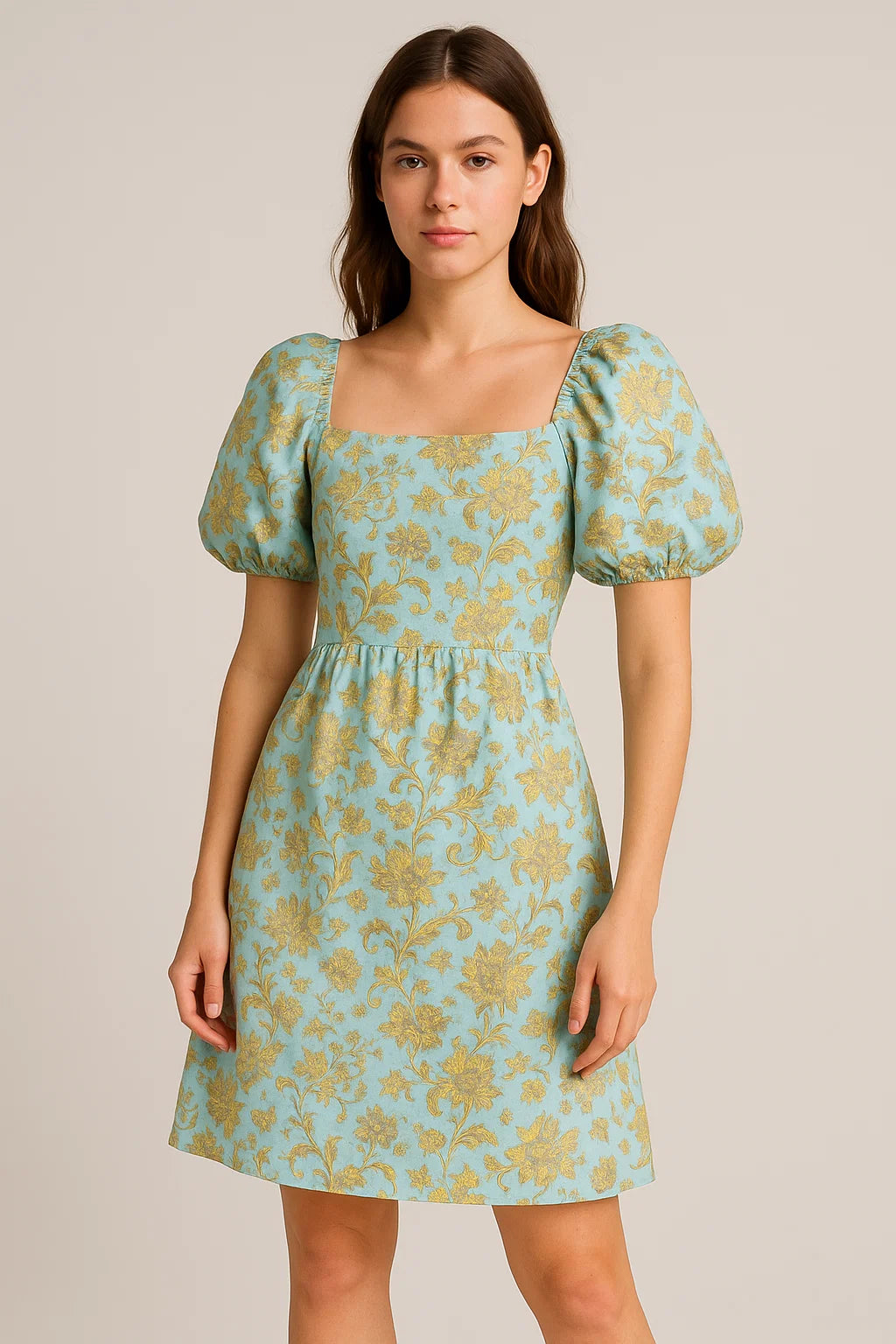 Royal Golden Flower Branch Digital Printed Fabric - Weightless