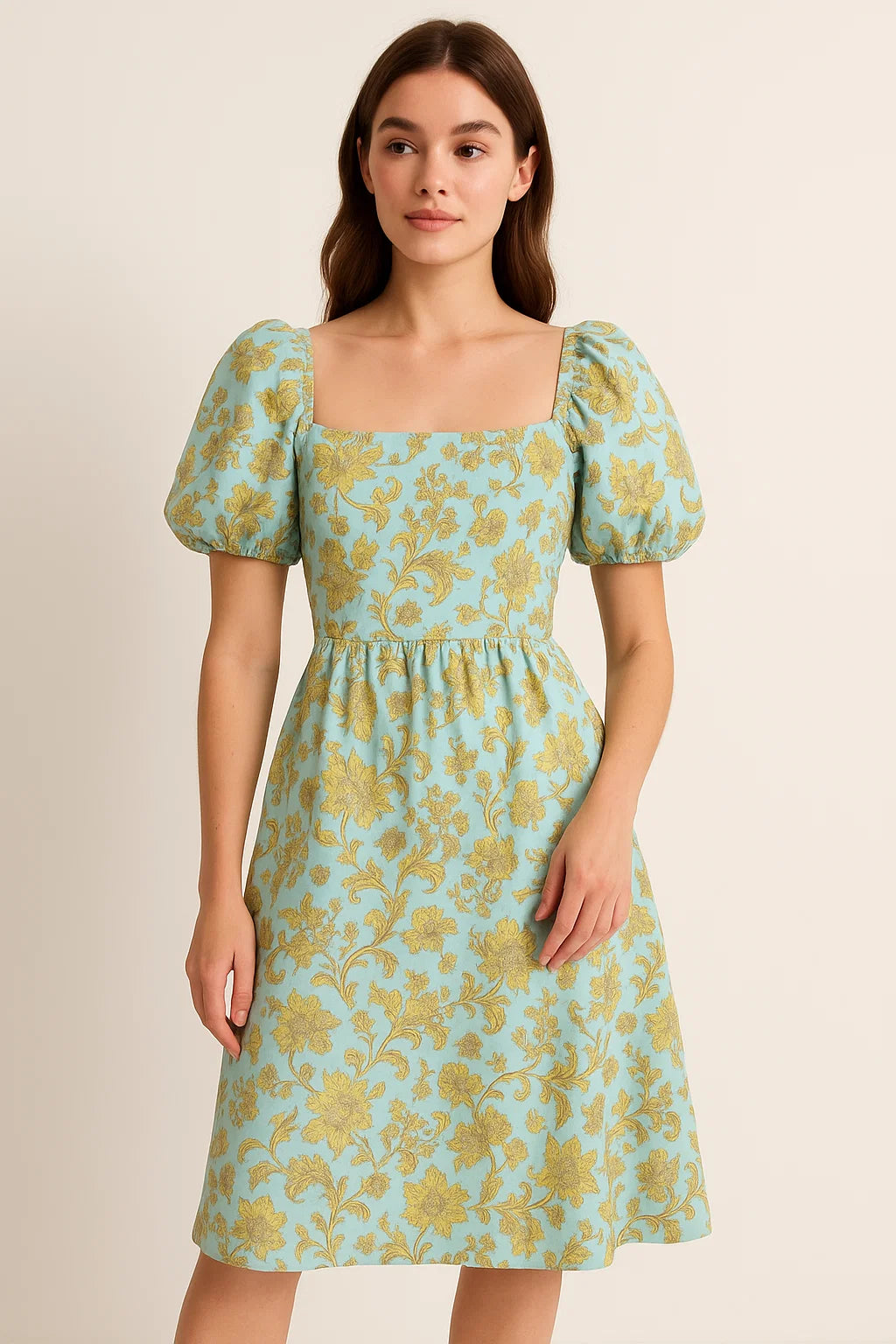 Royal Golden Flower Branch Digital Printed Fabric - Weightless