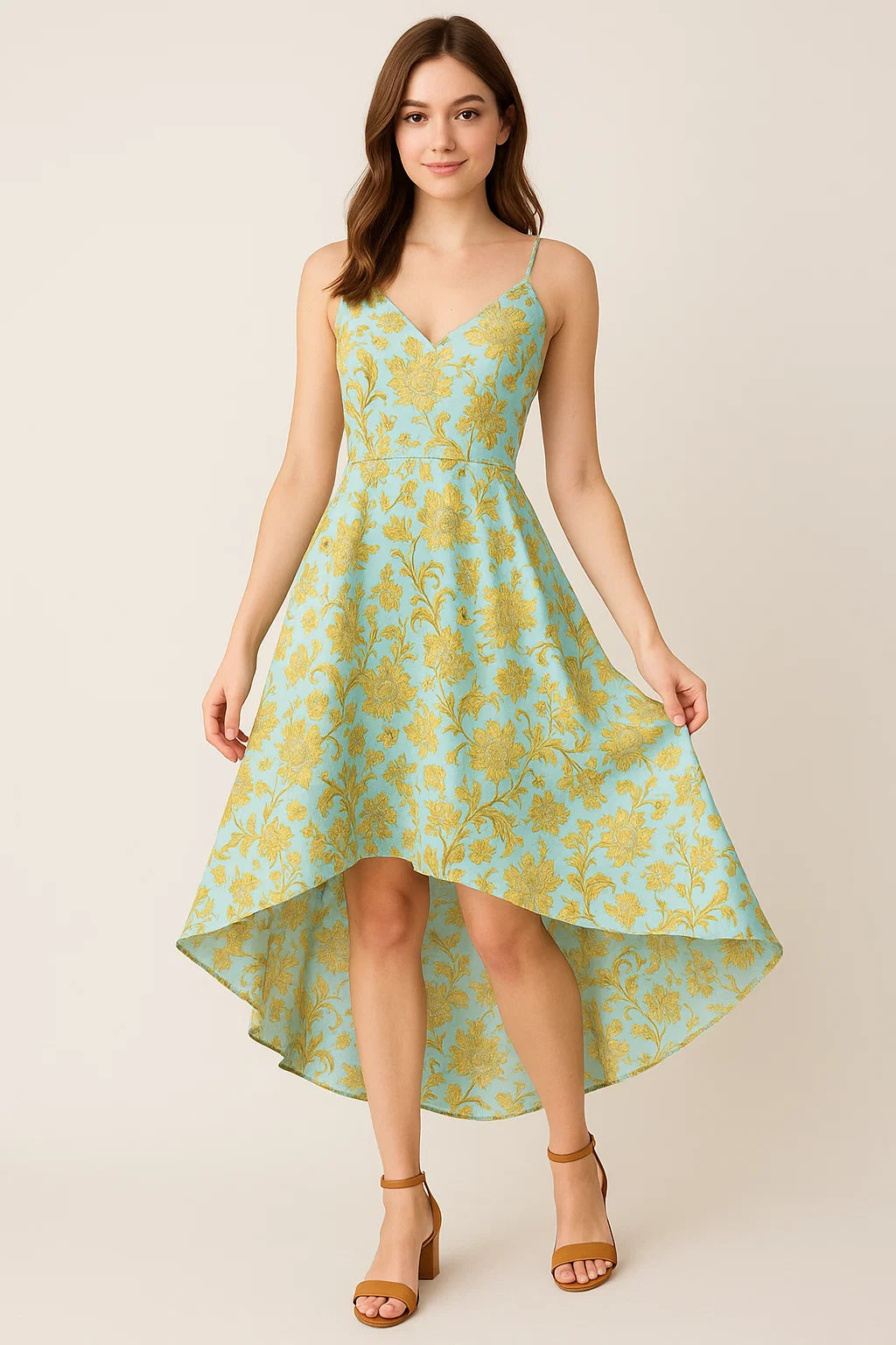 Royal Golden Flower Branch Digital Printed Fabric - Weightless