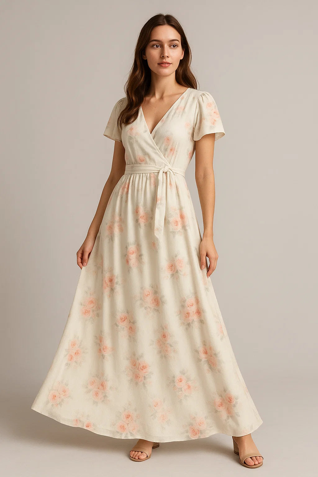 Beautiful Summer Peony Bunch Digital Printed Fabric - Weightless