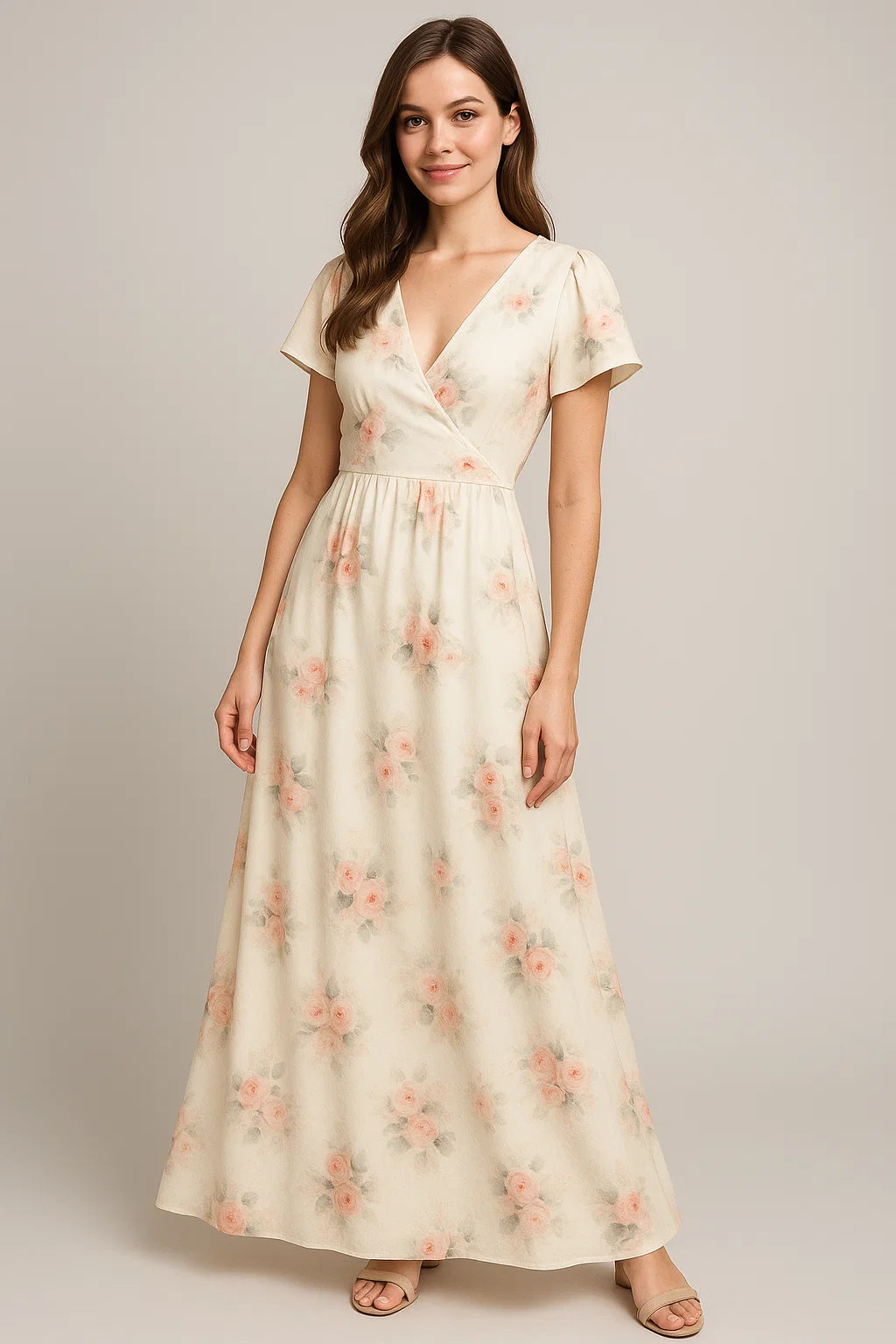 Beautiful Summer Peony Bunch Digital Printed Fabric - Weightless